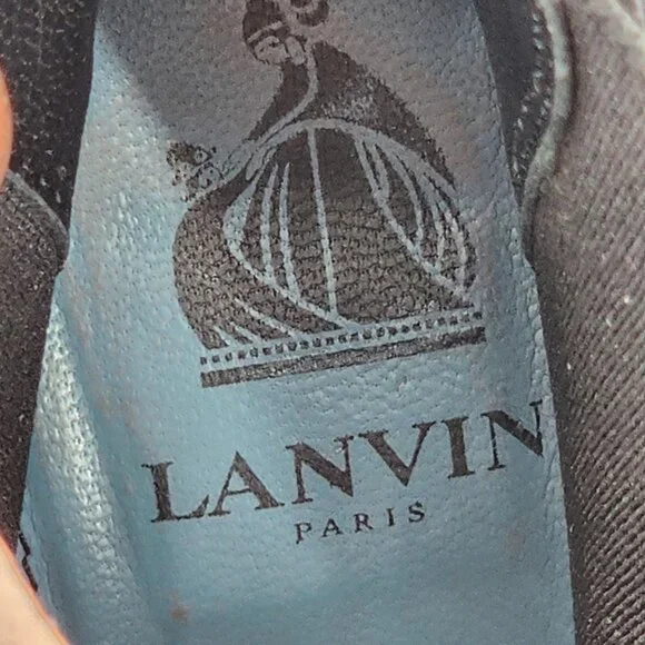 LANVIN Suede Wedge Ankle Booties Black - Picture 11 of 12